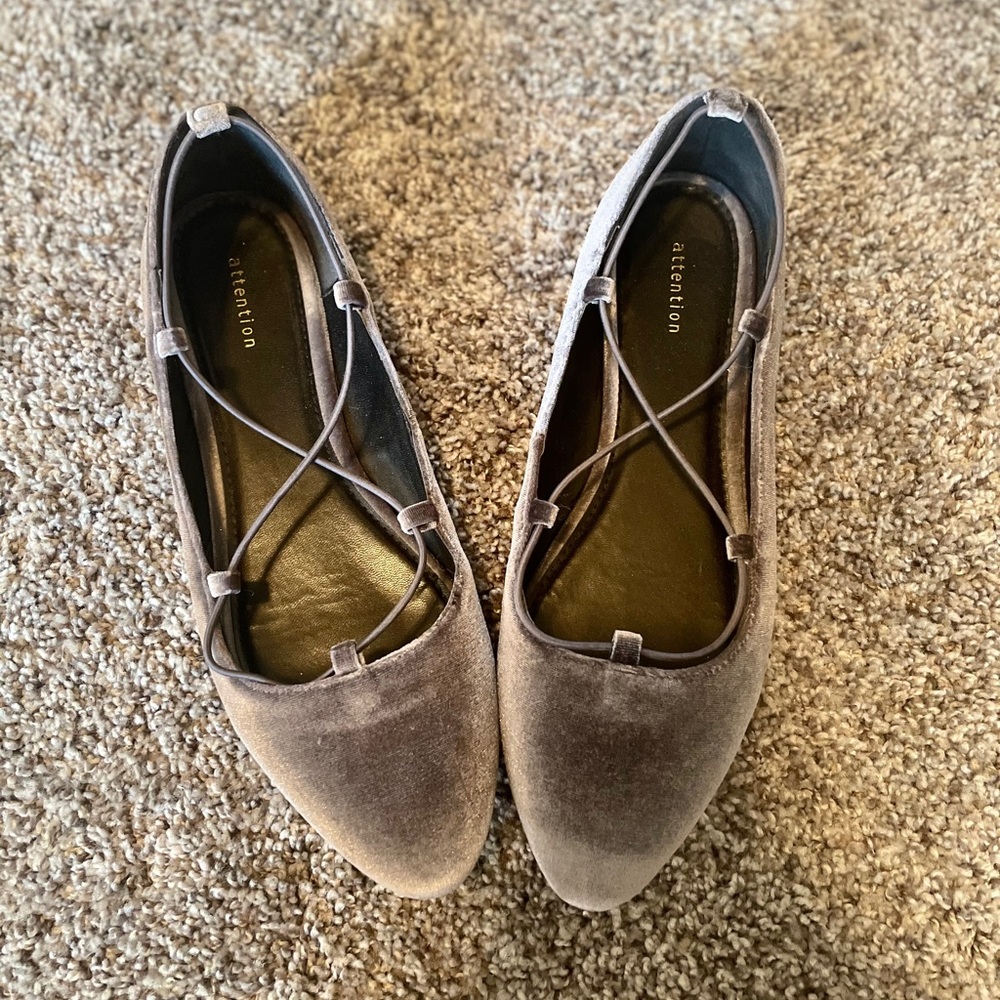 Straps velvet ballerina flats